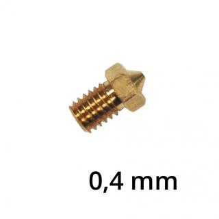 Mosazná tryska V6 1,75 (závit M6) průměr 0,4 mm