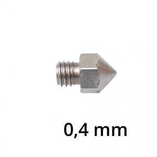 Ocelová tryska MK8 1,75 (závit M6) průměr 0,4 mm