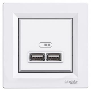 Asfora - 2xUSB nabíjecí konektor 2.1A, bílá, EPH2700221