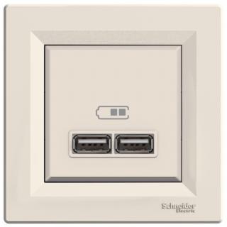 Asfora - 2xUSB nabíjecí konektor 2.1A, krémová, EPH2700223