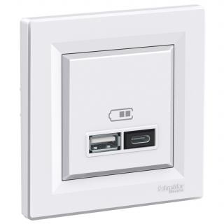 Asfora - 2xUSB nabíjecí konektor A+C 2.4A, bílá, EPH2700321