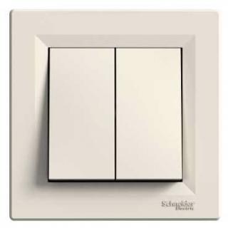 Asfora - Přepínač dvojitý střídavý řazení 6+6, bezšroubový, krémová, EPH0600123 (Schneider Electric, Asfora, krémová)