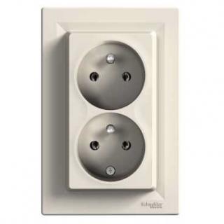 Asfora - Zásuvka 2násobná 2x(2P+PE), krémová, (EPH9800123) (Schneider Electric, Asfora, krémová)