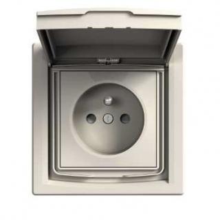 Asfora - Zásuvka 2P+PE 250V 16A, clonky, IP44, krémová, EPH2800323 (Schneider Electric, Asfora, krémová)