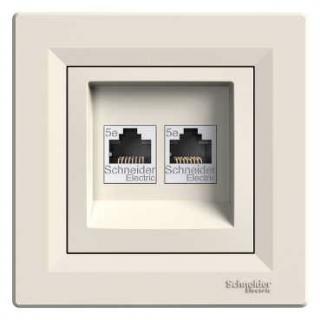 Asfora - Zásuvka datová 2xRJ45, kat.5e UTP, krémová, EPH4400123 (Schneider Electric, Asfora, krémová)