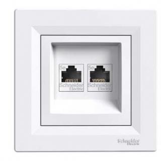 Asfora - Zásuvka datová 2xRJ45, kat.6 UTP, bílá, EPH4800121 (Schneider Electric, Asfora, bílá)