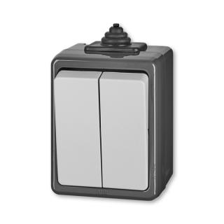 Spínač řazení 6+6 (6+1), IP 44, 3553-52929 S, ABB, Praktik, šedá (ABB, Praktik, šedá)