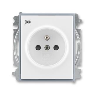Zásuvka bezšroubová s ochranou před přepětím, 5589E-A02357 04, ABB, Element, bílá / ledová šedá (ABB, Element, bílá / ledová šedá)