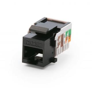 Zásuvka datová RJ45-8 Cat.5 černá, (Keystone) - pro šikmé kryty s nosnou maskou, KEJ-C5E-U-BK, Keline