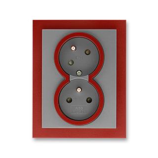 Zásuvka dvojnásobná, 5513M-C02357 71, ABB, Neo® Tech, ocelová / teracotta (ABB, Neo® Tech, ocelová / teracotta)