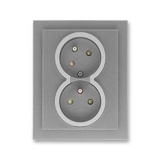 Zásuvka dvojnásobná, 5513M-C02357 73, ABB, Neo® Tech, ocelová / titanová (ABB, Neo® Tech, ocelová / titanová)