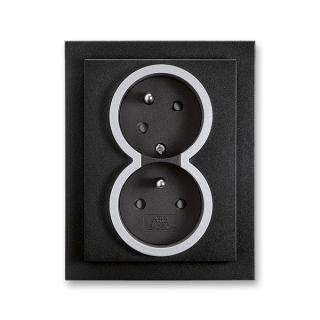 Zásuvka dvojnásobná, 5513M-C02357 74, ABB, Neo® Tech, onyx / titanová (ABB, Neo® Tech, onyx / titanová)