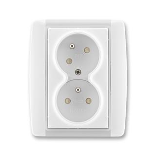 Zásuvka dvojnásobná bezšroubová, s clonkami, pootočená, 5513E-C02357 01, ABB, Element, bílá / ledová bílá (ABB, Element, bílá / ledová bílá)