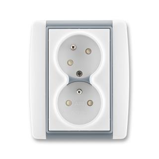 Zásuvka dvojnásobná bezšroubová, s clonkami, pootočená, 5513E-C02357 04, ABB, Element, bílá / ledová šedá (ABB, Element, bílá / ledová šedá)