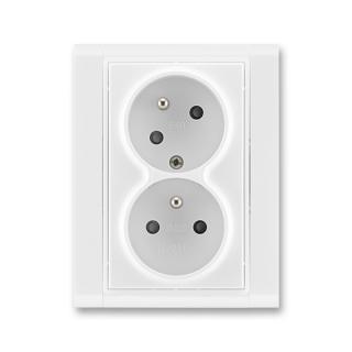 Zásuvka dvojnásobná bezšroubová, s clonkami, pootočená, 5513F-C02357 03, ABB, Time®, bílá / bílá (ABB, Time®, bílá / bílá)