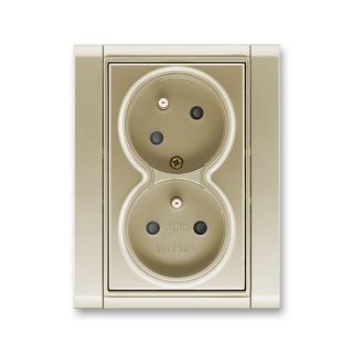 Zásuvka dvojnásobná bezšroubová, s clonkami, pootočená, 5513F-C02357 33, ABB, Time®, šampaňská (ABB, Time®, šampaňská)