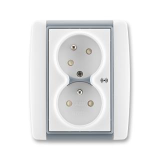 Zásuvka dvojnásobná bezšroubová s ochranou před přepětím, 5583E-C02357 04, ABB, Element, bílá / ledová šedá (ABB, Element, bílá / ledová šedá)