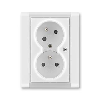 Zásuvka dvojnásobná bezšroubová s ochranou před přepětím, 5583F-C02357 01, ABB, Time®, bílá / ledová bílá (ABB, Time®, bílá / ledová bílá)