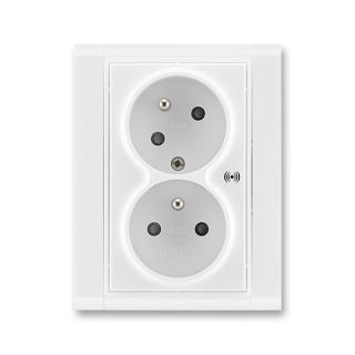 Zásuvka dvojnásobná bezšroubová s ochranou před přepětím, 5583F-C02357 03, ABB, Time®, bílá / bílá (ABB, Time®, bílá / bílá)