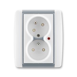 Zásuvka dvojnásobná bezšroubová s ochranou před přepětím, 5593E-C02357 04, ABB, Element, bílá / ledová šedá (ABB, Element, bílá / ledová šedá)