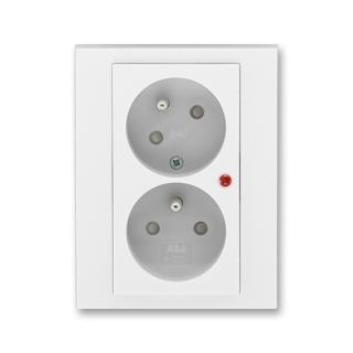 Zásuvka dvojnásobná bezšroubová s ochranou před přepětím, 5593H-C02357 01, ABB, Levit®, bílá / ledová bílá (ABB, Levit®, bílá / ledová bílá)