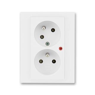 Zásuvka dvojnásobná bezšroubová s ochranou před přepětím, 5593H-C02357 03, ABB, Levit®, bílá / bílá (ABB, Levit®, bílá / bílá)
