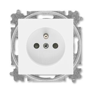 Zásuvka jednonásobná 55×55, s ochranným kolíkem, s clonkami, 5519H-A02557 03, ABB, Levit®, bílá (ABB, Levit®, bílá)