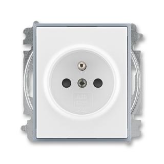 Zásuvka jednonásobná bezšroubová, s clonkami, 5519E-A02357 04, ABB, Element®, bílá / ledová šedá (ABB, Element®, bílá / ledová šedá)