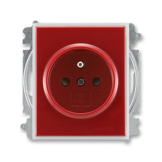 Zásuvka jednonásobná bezšroubová, s clonkami, 5519E-A02357 10, ABB, Time®, Element®, karmínová / ledová bílá (ABB, Time®, Element®, karmínová / ledová bílá)