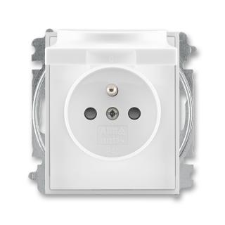 Zásuvka jednonásobná bezšroubová, s clonkami a s víčkem, 5519E-A02397 01, ABB, Time®, Element®, bílá / ledová bílá (ABB, Time®, Element®, bílá / ledová bílá)
