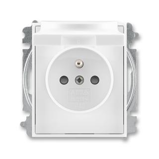 Zásuvka jednonásobná bezšroubová, s clonkami a s víčkem, 5519E-A02397 03, ABB, Time®, Element®, bílá / bílá (ABB, Time®, Element®, bílá / bílá)