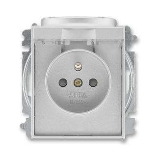 Zásuvka jednonásobná bezšroubová, s clonkami a s víčkem, 5519E-A02397 08, ABB, Time®, Time® Arbo, titanová (ABB, Time®, Time® Arbo, titanová)