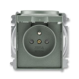Zásuvka jednonásobná bezšroubová, s clonkami a s víčkem, 5519E-A02397 34, ABB, Time®, Time® Arbo, antracitová (ABB, Time®, Time® Arbo, antracitová)