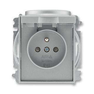 Zásuvka jednonásobná bezšroubová, s clonkami a s víčkem, 5519E-A02397 36, ABB, Time®, Time® Arbo, ocelová (ABB, Time®, Time® Arbo, ocelová)