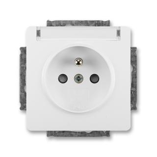 Zásuvka jednonásobná, clonky, popisové pole, 5518G-A02352 B1, ABB, Swing®, Swing®L, jasně bílá (ABB, Swing®, Swing®L, jasně bílá)