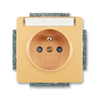 Zásuvka jednonásobná, clonky, popisové pole, 5518G-A02352 D1, ABB, Swing®, Swing®L, béžová (ABB, Swing®, Swing®L, béžová)