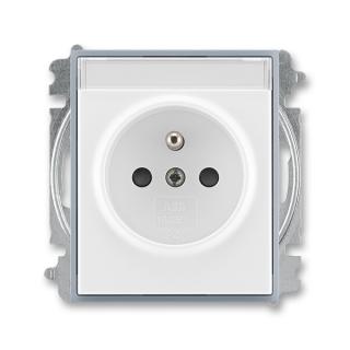 Zásuvka jednonásobná s clonkami, s popisovým polem, 5519E-A02352 04, ABB, Element®, bílá / ledová šedá (ABB, Element®, bílá / ledová šedá)