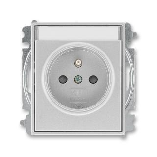 Zásuvka jednonásobná s clonkami, s popisovým polem, 5519E-A02352 08, ABB, Time®, Time® Arbo, titanová (ABB, Time®, Time® Arbo, titanová)