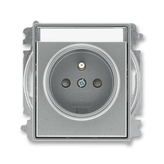 Zásuvka jednonásobná s clonkami, s popisovým polem, 5519E-A02352 36, ABB, Time®, Time® Arbo, ocelová (ABB, Time®, Time® Arbo, ocelová)