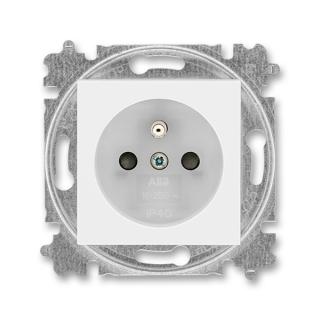 Zásuvka jednonásobná s ochranným kolíkem, s clonkami, 5519H-A02357 01, ABB, Levit®, bílá / ledová bílá (ABB, Levit®, bílá / ledová bílá)