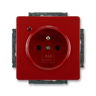 Zásuvka jednonásobná, s ochranou před přepětím, 5598G-A02349 R1, ABB, Swing®, Swing®L, karmínová (ABB, Swing®, Swing®L, karmínová)