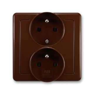 Zásuvka kompletní dvojnásobná, polozapuštěná, 5512G-C02249 H1, ABB, Swing®, hnědá (ABB, Swing®, hnědá)