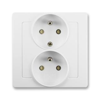 Zásuvka kompletní dvojnásobná, polozapuštěná, 5512J-C02259 B1, ABB, Swing®L, jasně bílá (ABB, Swing®L, jasně bílá)