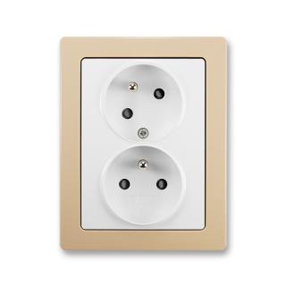 Zásuvka kompletní dvojnásobná, pootočená, 5513J-C02357 B1C3, ABB, Swing®L, jasně bílá / mocca (ABB, Swing®L, jasně bílá / mocca)