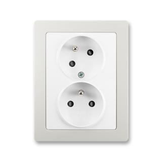 Zásuvka kompletní dvojnásobná, pootočená, 5513J-C02357 B1S1, ABB, Swing®L, jasně bílá / světle šedá (ABB, Swing®L, jasně bílá / světle šedá)