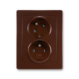Zásuvka kompletní dvojnásobná, pootočená, 5513J-C02357 H1, ABB, Swing®L, hnědá (ABB, Swing®L, hnědá)