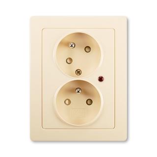 Zásuvka kompletní dvojnásobná, pootočená, přepěťová ochrana, 5593J-C02357 C1, ABB, Swing®L, krémová (ABB, Swing®L, krémová)
