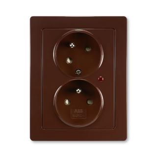 Zásuvka kompletní dvojnásobná, pootočená, přepěťová ochrana, 5593J-C02357 H1, ABB, Swing®L, hnědá (ABB, Swing®L, hnědá)