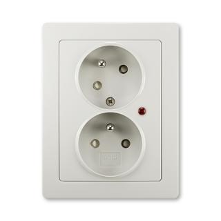 Zásuvka kompletní dvojnásobná, pootočená, přepěťová ochrana, 5593J-C02357 S1, ABB, Swing®L, světle šedá (ABB, Swing®L, světle šedá)
