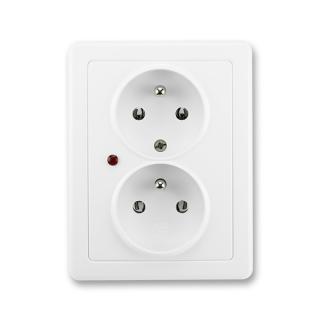 Zásuvka kompletní dvojnásobná, s přepěťovou ochranou, 5592G-C02349 B1, ABB, Swing®, jasně bílá (ABB, Swing®, jasně bílá)